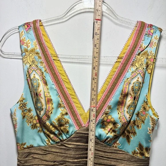 Phoebe Couture Oriental Silk Floral Jacquard Brocade Sheath Cocktail Dress 4 - Picture 6 of 12